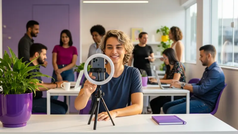 Ilustração editorial para o post: Case Apple Store no TikTok: funcionários virando o canal orgânico da marca